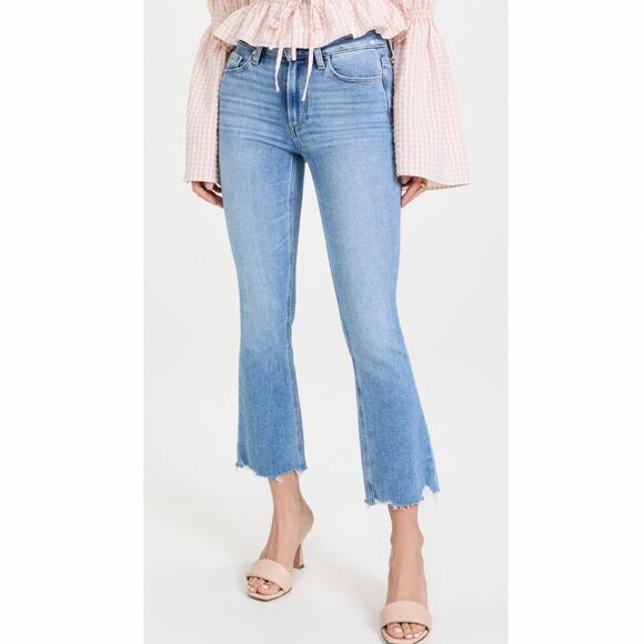 PAIGE Colette Crop Jeans Size 25 Light Blue Mel Distressed Stretch Denim Casual - Picture 1 of 13